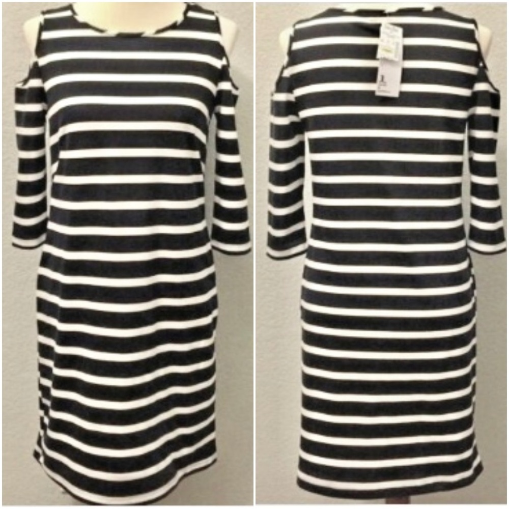Jules & Leopold Dress Sz XS Cold Shoulder Stripe